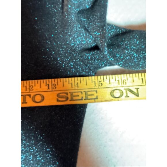 AllSaints Lurex Drape Mini Dress Blue/Teal Sparkle - Picture 7 of 10